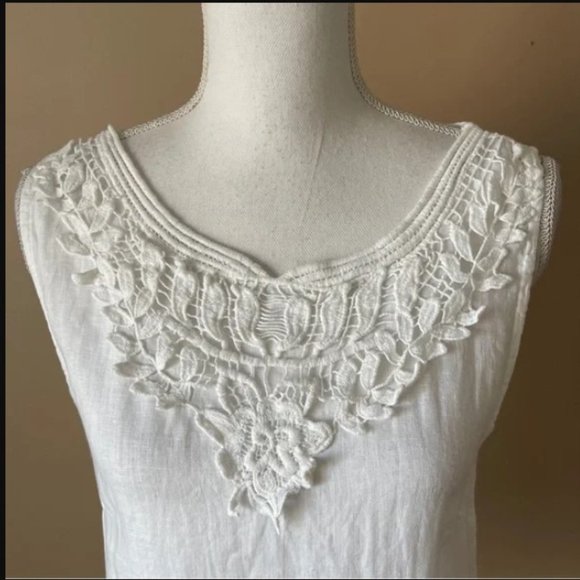LUNGO L'ARNO | White Linen Sleeveless Top Sz S - Picture 4 of 9